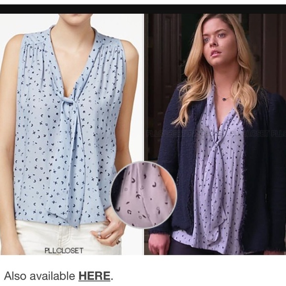 Free People  Blue Floral Neck Bow Tie Blouse Top small - Picture 2 of 12